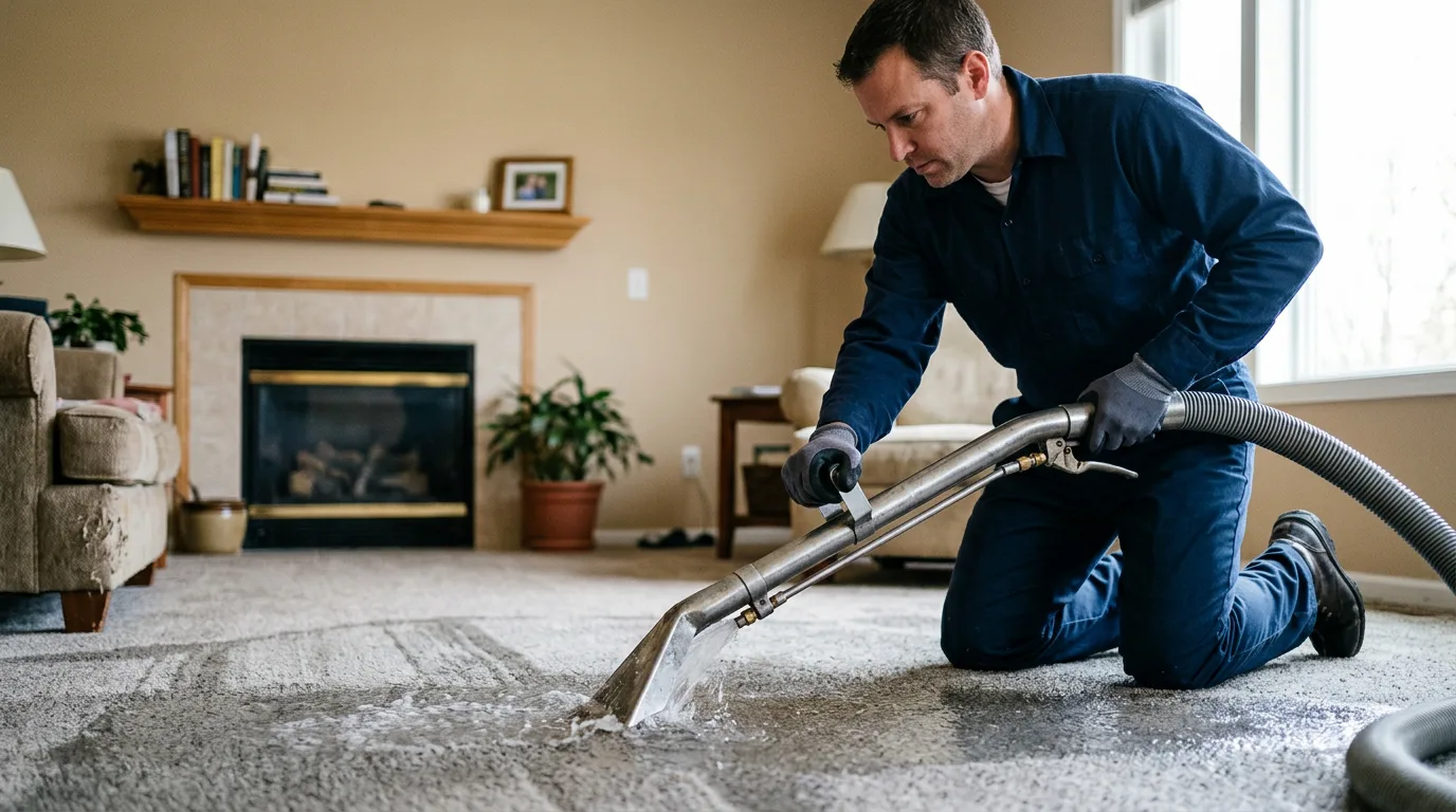 Water damage restoration technician working near Combined Locks, WI